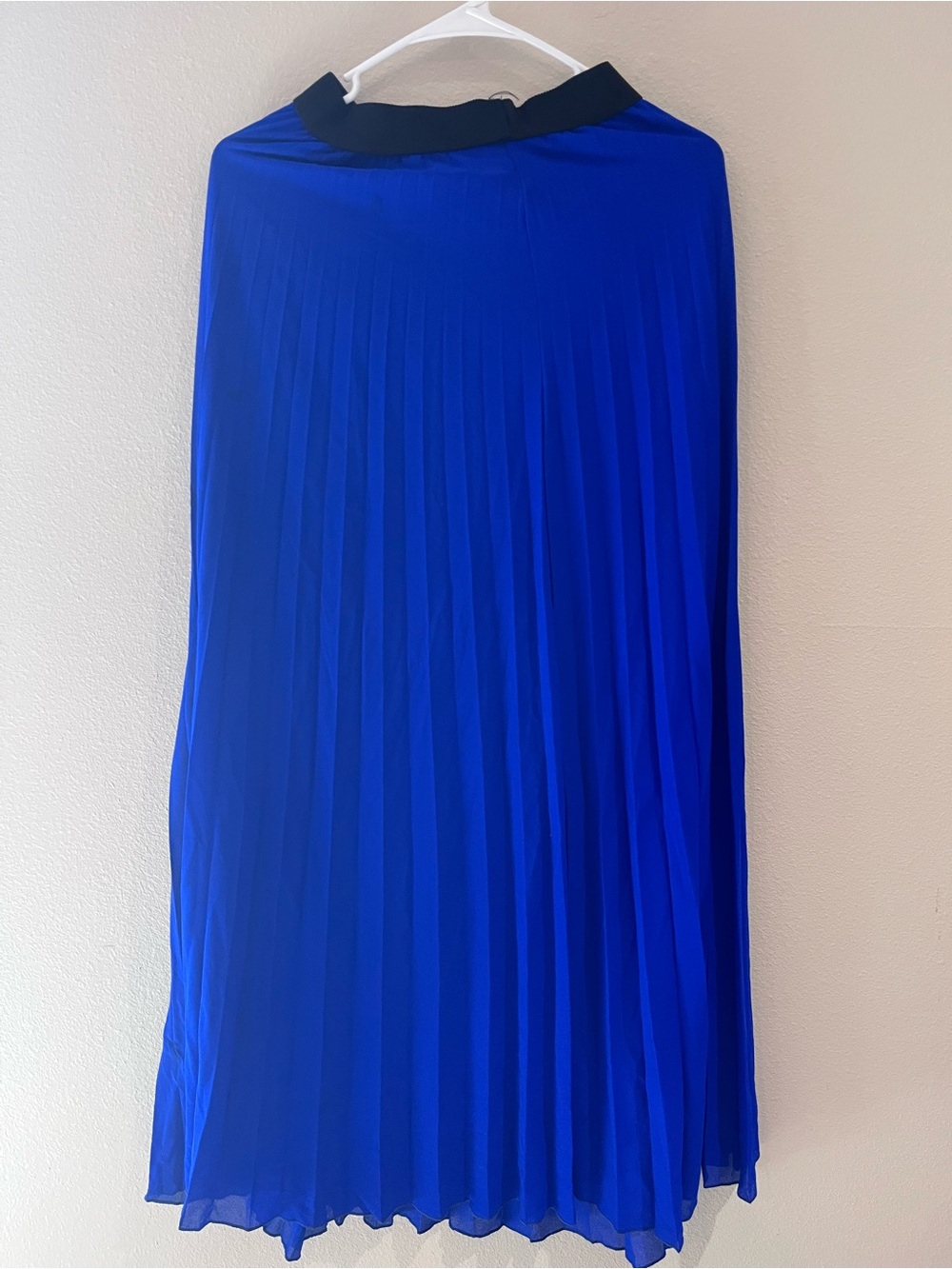 a'gaci Royal Blue Pleated Maxi Skirt with Black Waistband